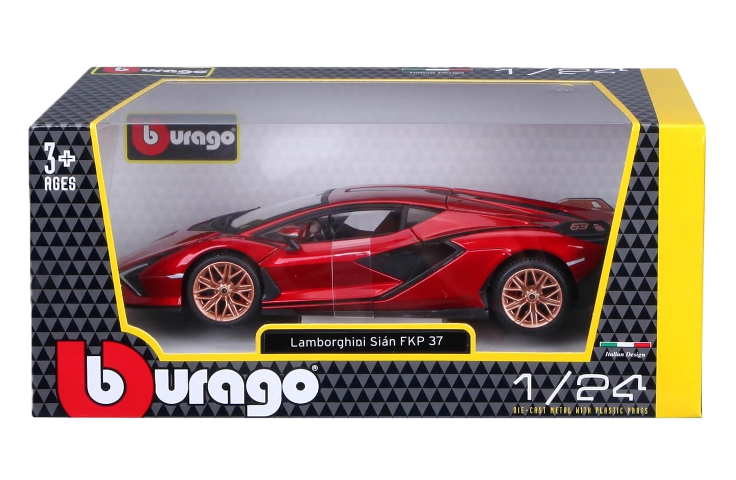 Bburago Lamborghini Sián FKP 37 1:24 car model in red with detailed and authentic Lamborghini design