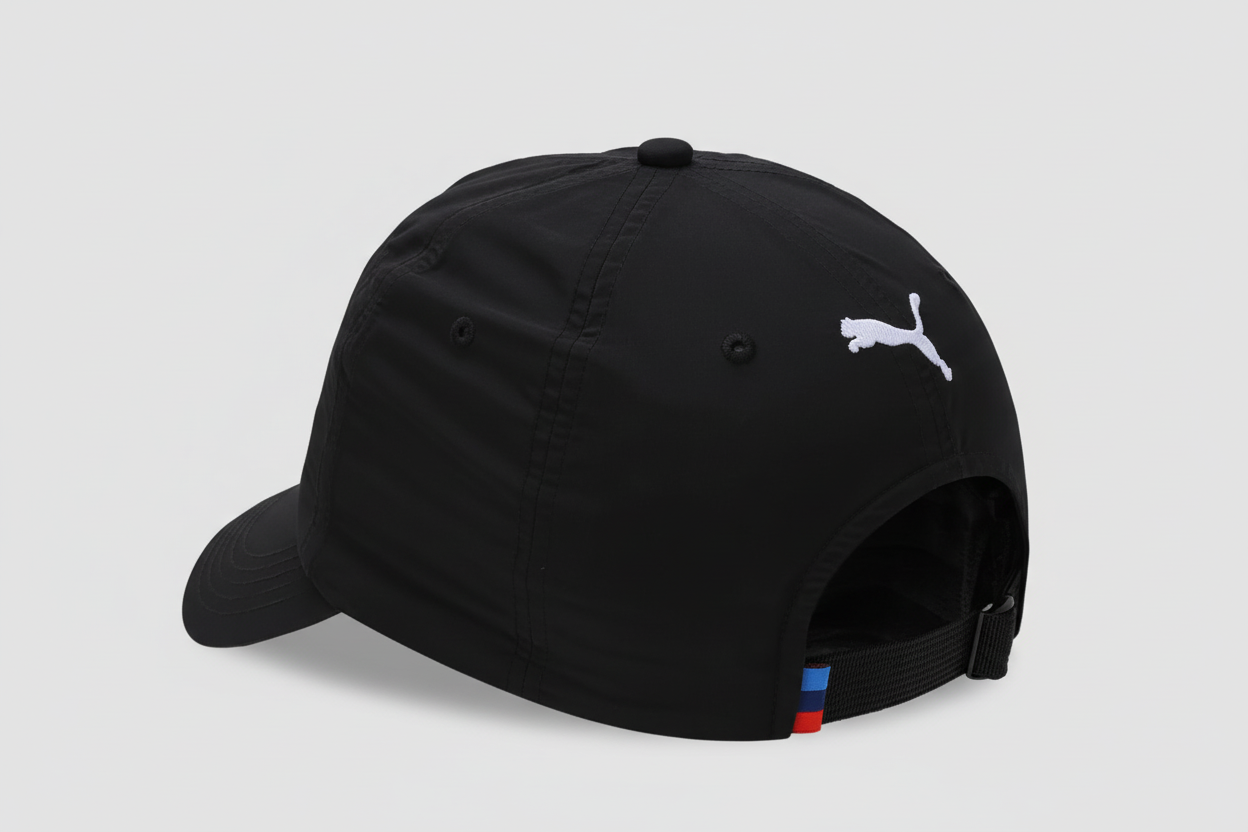 BMW MMS Heritage BB Cap in black from Puma with embroidered BMW M logo and adjustable fit