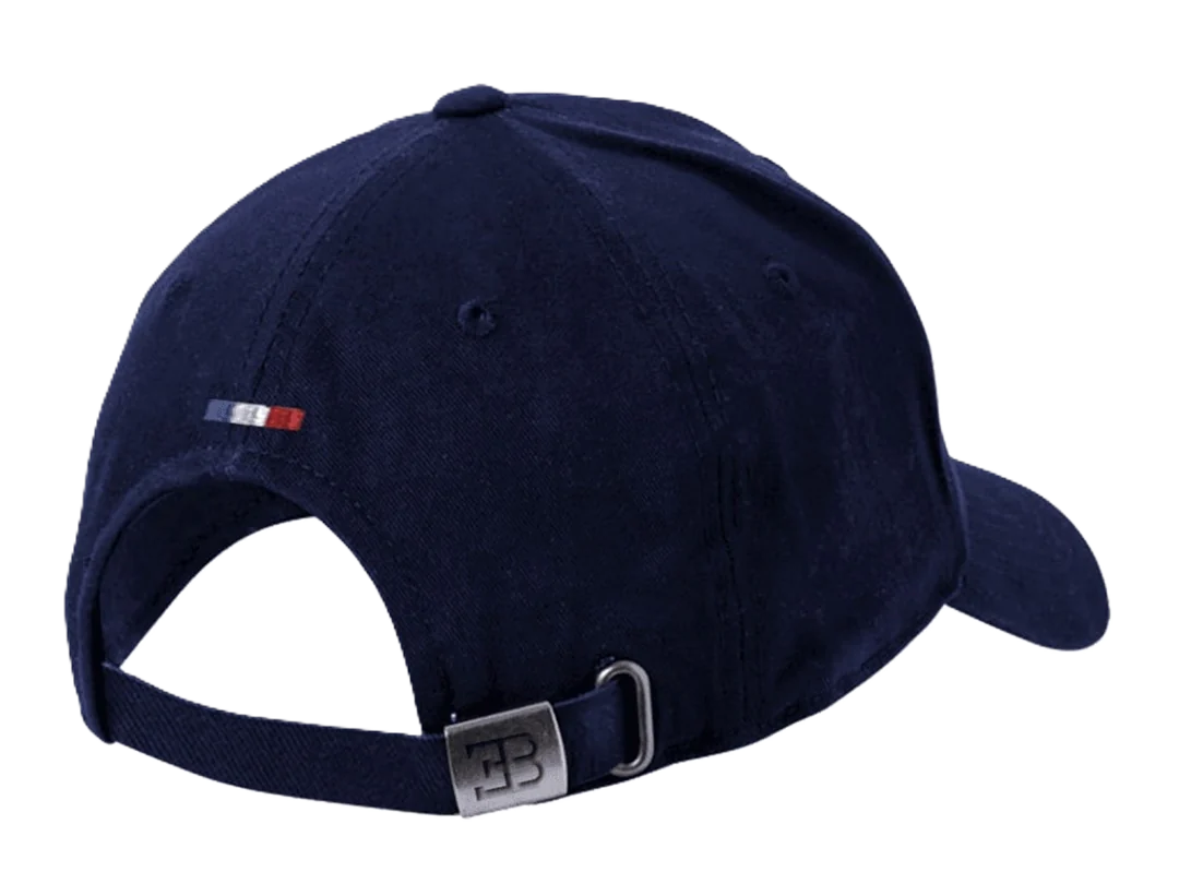 Blue Bugatti baseball cap with embroidered Macaron logo and adjustable fit