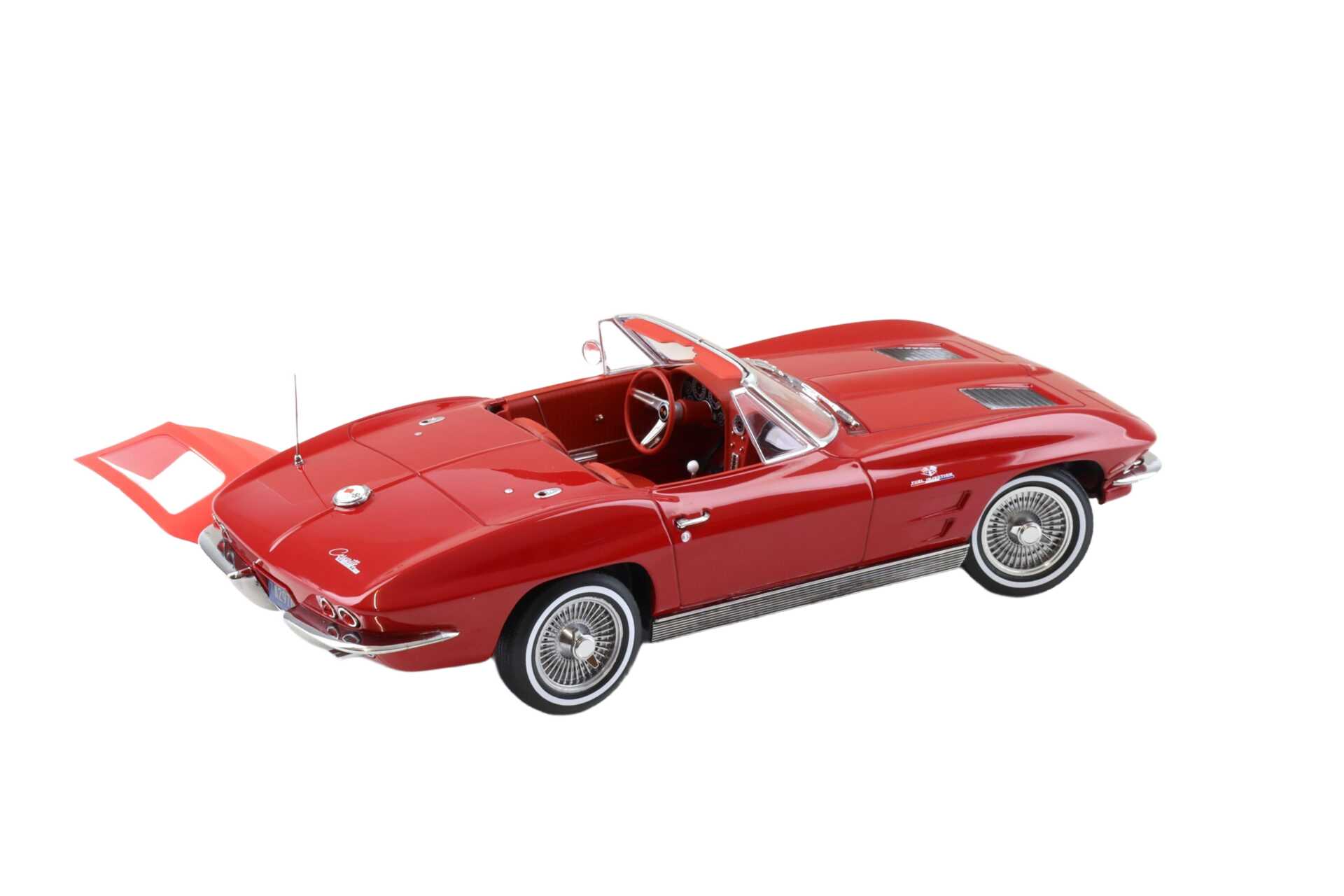 Chevrolet Corvette Stingray Convertible 1963 1:18 scale model in Riverside Red from Norev with detailed bodywork and realistic interior