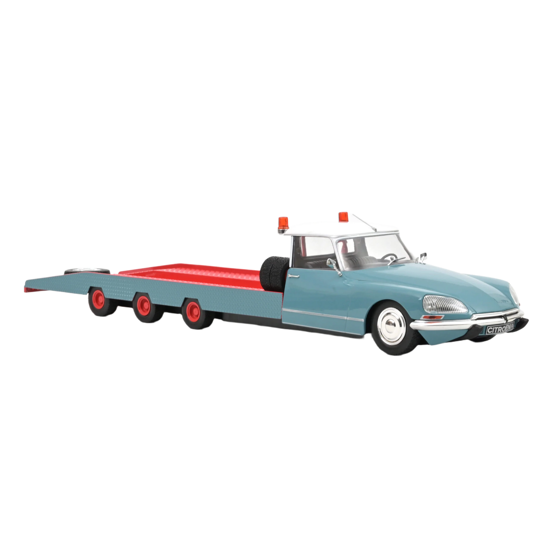 Citroën DS Tissier Car Transporter 1:18 - Norev - Detailed model of the iconic Citroën DS Tissier car transporter in 1:18 scale. Perfect for collectors of classic cars and unique transportation vehicles.
