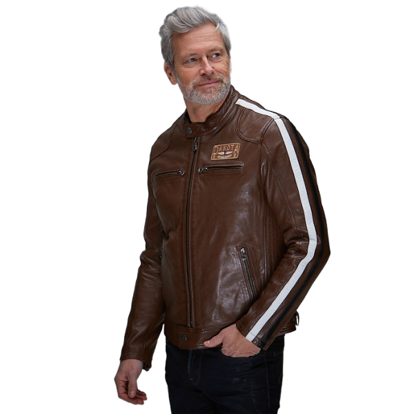 DK Race Jacket Choco - DK Race jacket in chocolate brown, stylish and functional for motorsport fans.