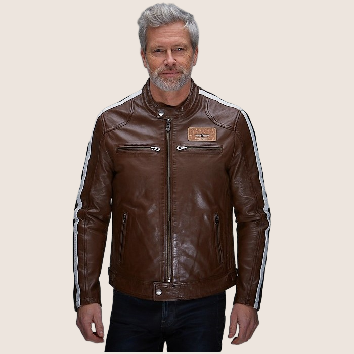 DK Race Jacket Choco - DK Race jacket in chocolate brown, stylish and functional for motorsport fans.