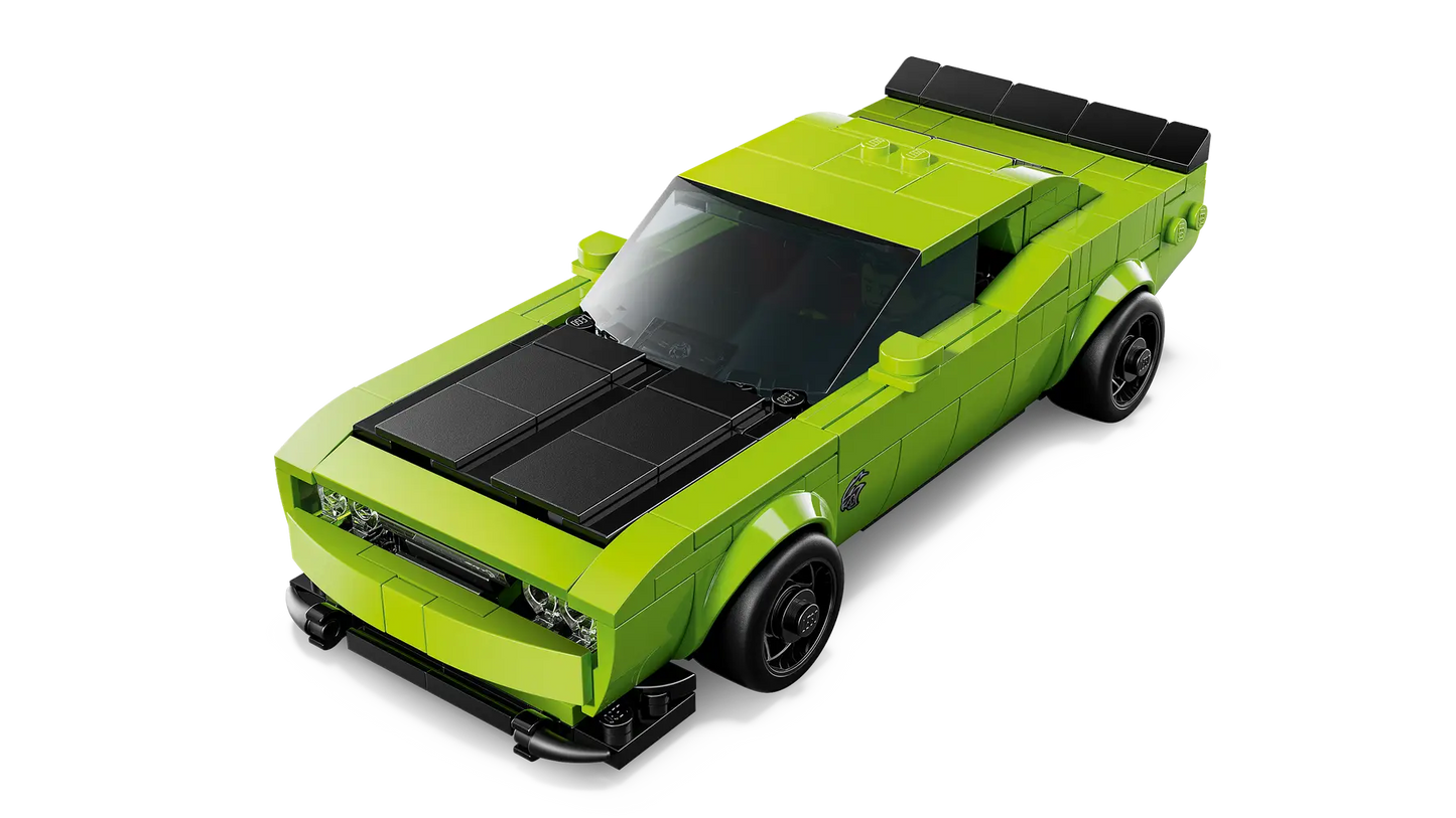 LEGO Dodge Challenger SRT - Detailed LEGO Speed Champions model of the powerful Dodge Challenger SRT with authentic design lines, sporty details and iconic muscle car looks.
