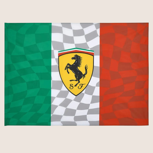 Ferrari Scuderia Flag - Ferrari Original Merchandise - 140x100 cm - High quality official Ferrari flag with the iconic Scuderia logo. Measures 140x100 cm and is perfect for fans and collectors.
