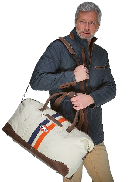Gulf Leather Travelbag Light Beige Large - Large and spacious travel bag in light beige leather with iconic Gulf details. Ideal for longer trips with both style and functionality.