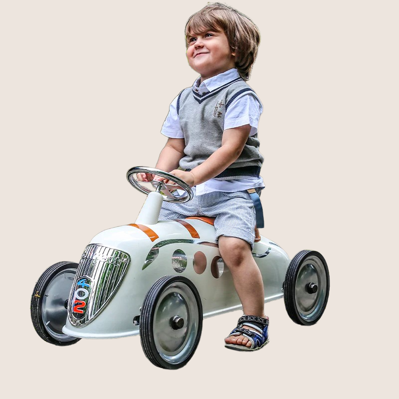 Baghera Rider Peugeot 402 Darl'Mat - stylish pedal car inspired by the classic Peugeot 402 Darl'Mat roadster, designed for kids with vintage looks and robust materials.