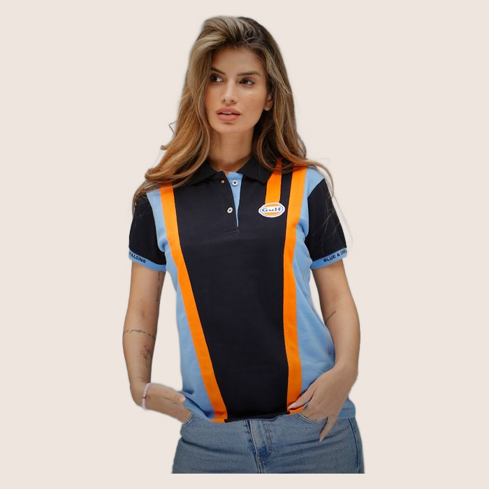 Lady Gulf Racing Team Polo Navy Blue - Gulf Racing Team polo for women in navy blue, classic and stylish.