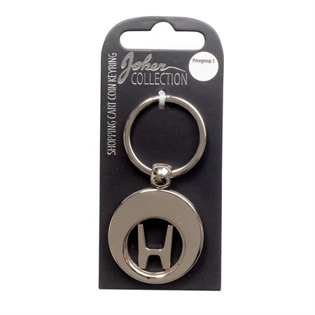 Car logo circular keychain - Metal keychain with iconic car brand in the center and detachable coin for use in shopping carts. Practical and stylish accessory for car enthusiasts.