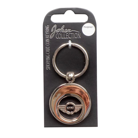 Car logo circular keychain - Metal keychain with iconic car brand in the center and detachable coin for use in shopping carts. Practical and stylish accessory for car enthusiasts.