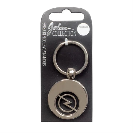 Car logo circular keychain - Metal keychain with iconic car brand in the center and detachable coin for use in shopping carts. Practical and stylish accessory for car enthusiasts.