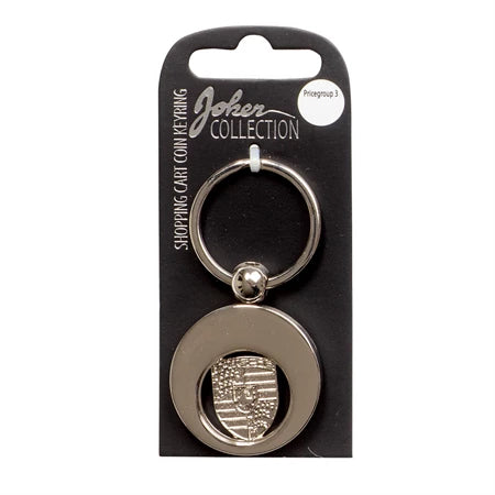 Car logo circular keychain - Metal keychain with iconic car brand in the center and detachable coin for use in shopping carts. Practical and stylish accessory for car enthusiasts.