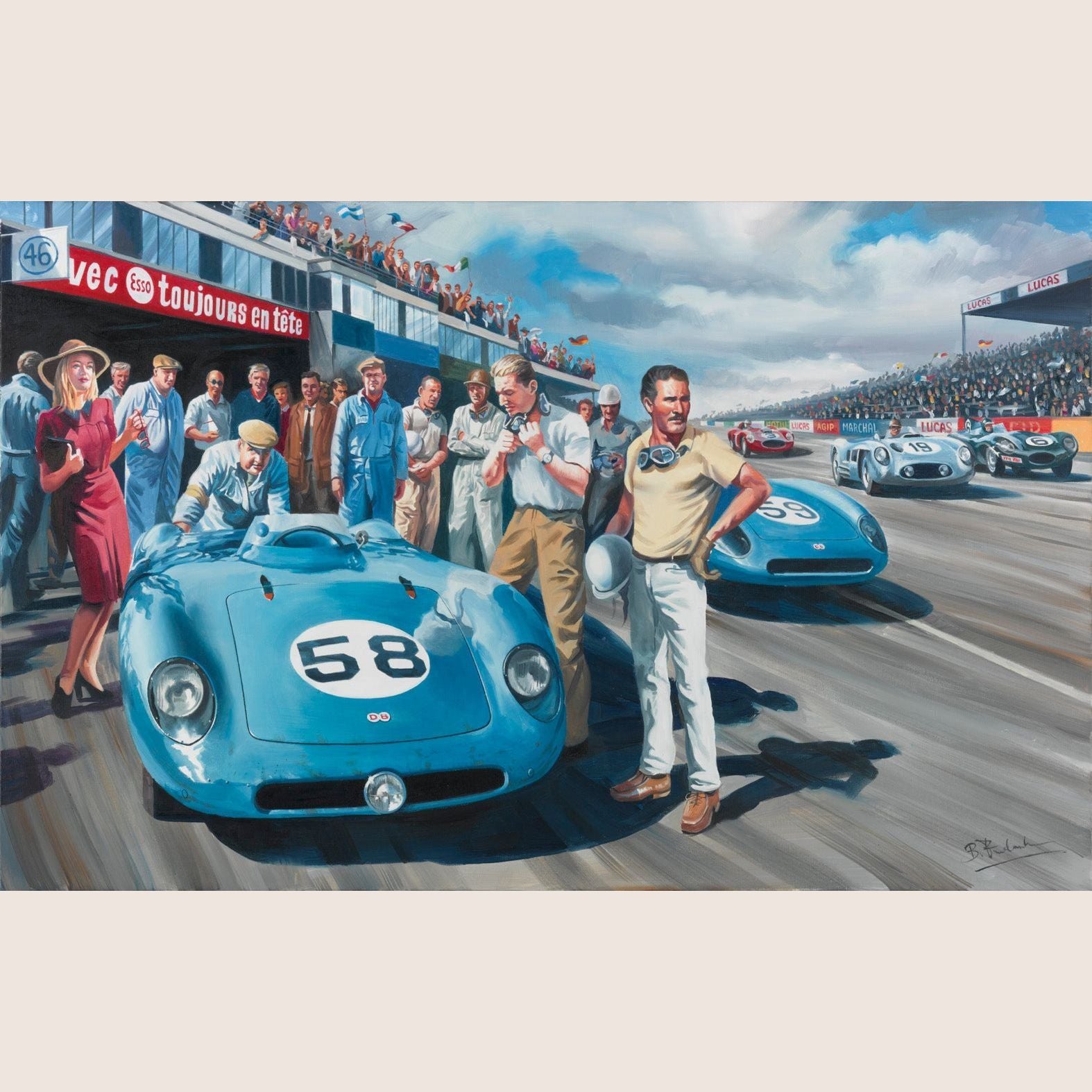 La Belle equipe - 70x50 - Art print of "La Belle Equipe", a tribute to racing culture and motorsport heroes.
