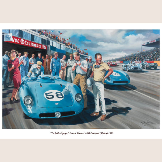 La Belle equipe - 70x50 - Art print of "La Belle Equipe", a tribute to racing culture and motorsport heroes.
