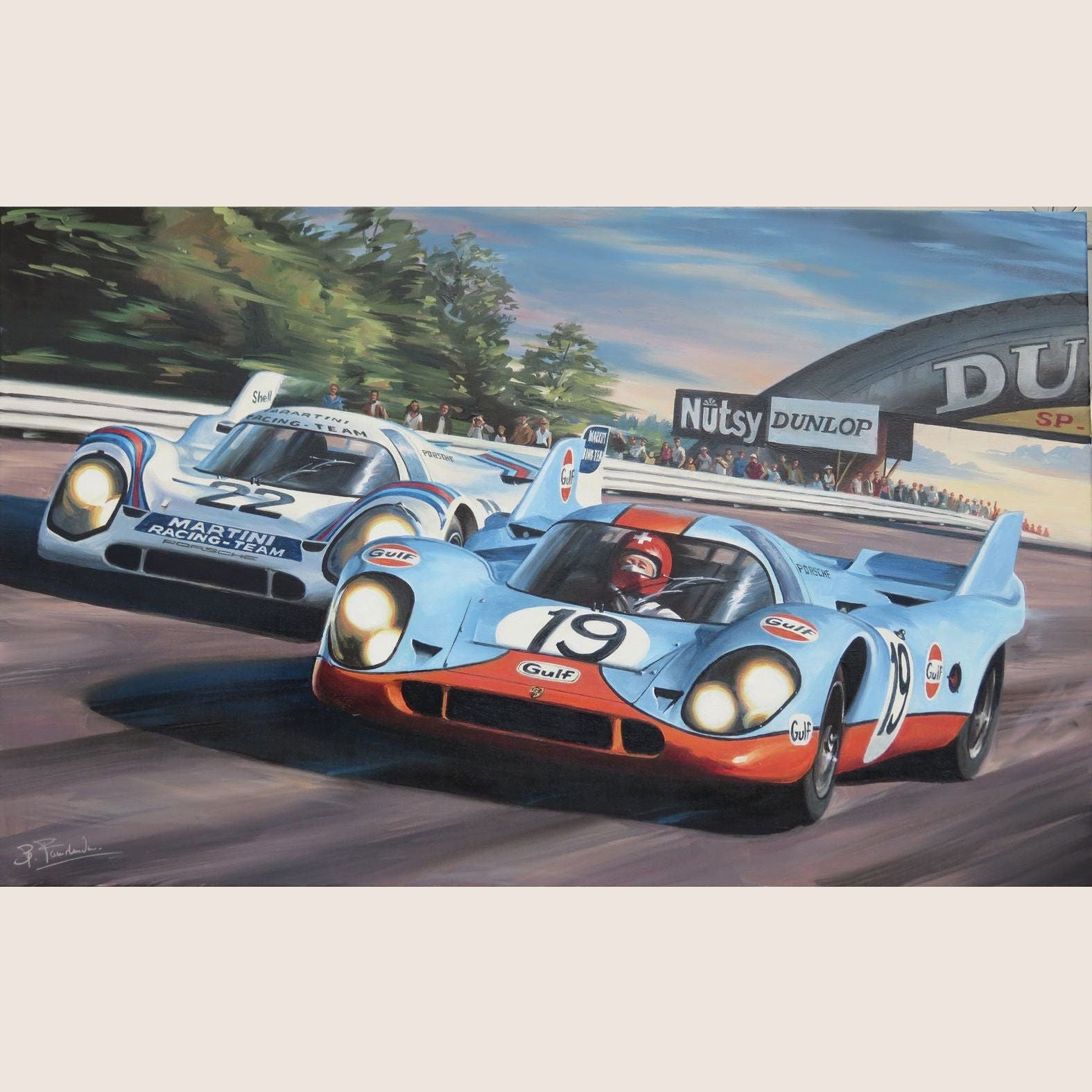 Porsche 917, Le Mans 1971 - 70x50 - Art print of the Porsche 917 at Le Mans 1971, capturing a legendary moment in motorsport.