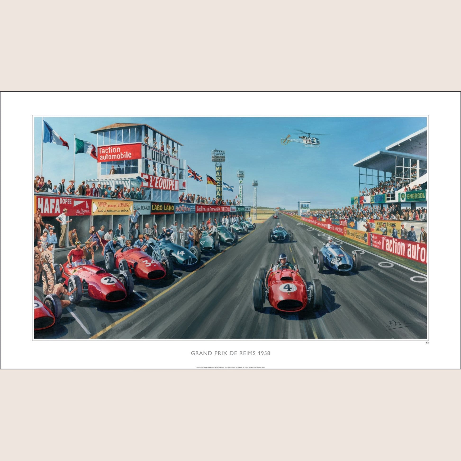 Grand Prix de Reims 1958 - 100x60 - Classic print of the Grand Prix de Reims 1958, ideal for racing fans and collectors.