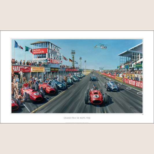 Grand Prix de Reims 1958 - 100x60 - Classic print of the Grand Prix de Reims 1958, ideal for racing fans and collectors.