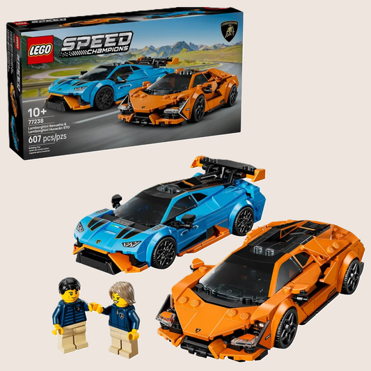 LEGO Lamborghini Revuelto & Huracán STO 77238 with detailed supercar design and authentic Lamborghini style