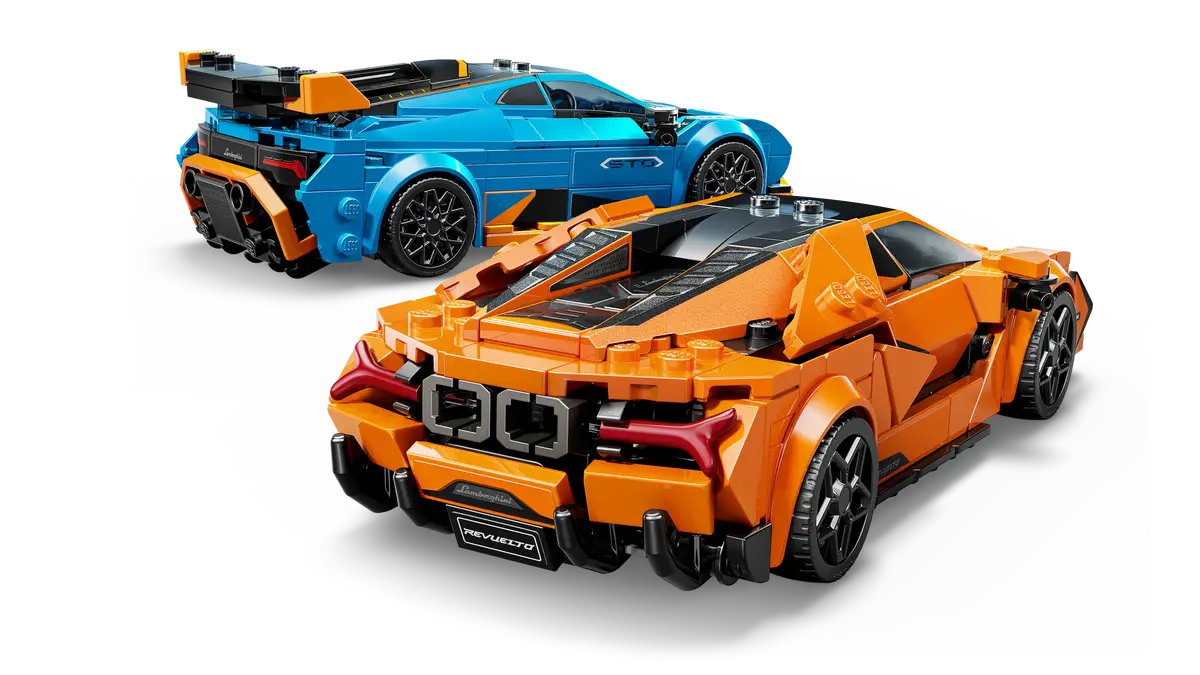 LEGO Lamborghini Revuelto & Huracán STO 77238 with detailed supercar design and authentic Lamborghini style