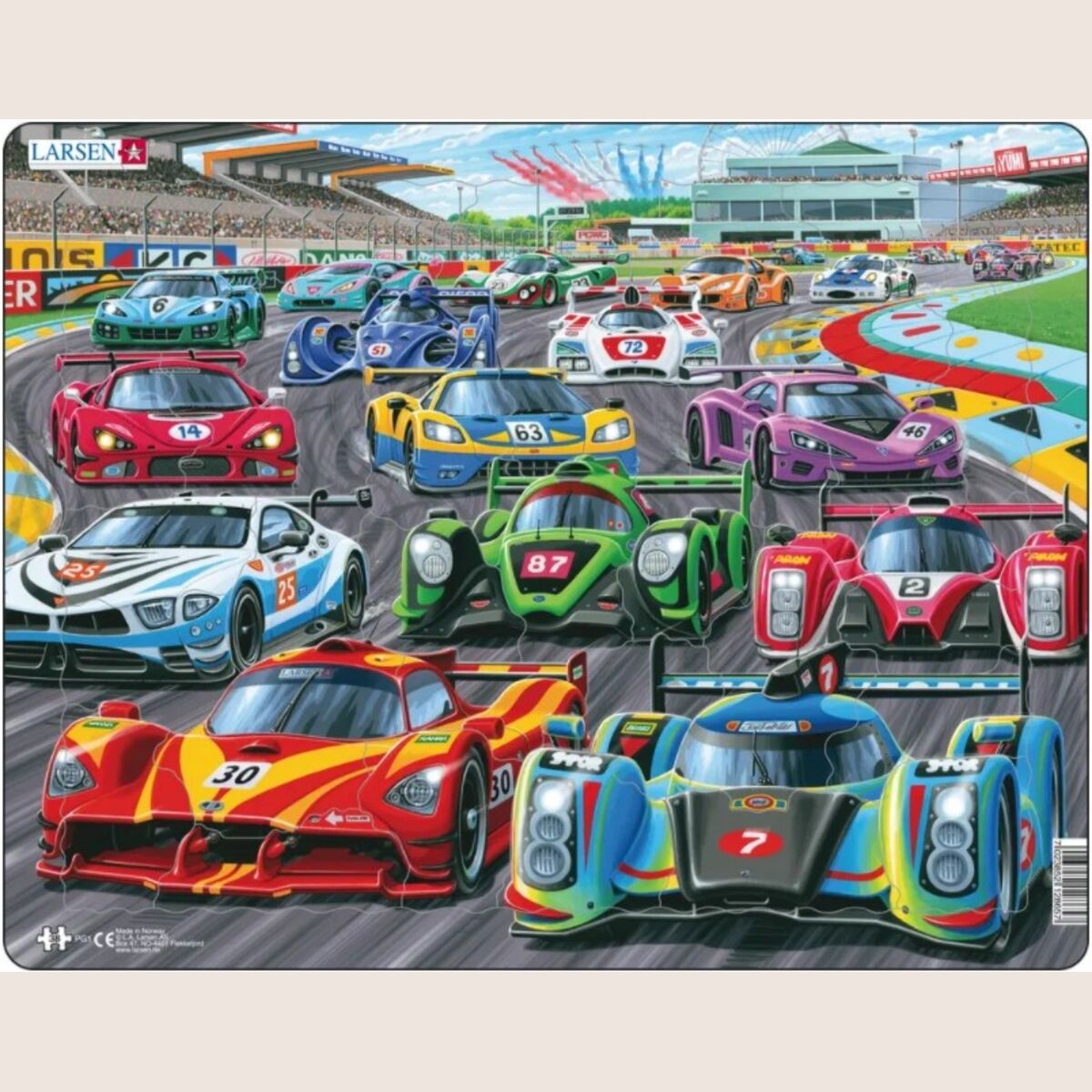 Larsen Maxi Racing 38 pcs Puzzle - Colorful and entertaining 38-piece racing-themed puzzle. Perfect for little car enthusiasts who love challenges and fun toys.