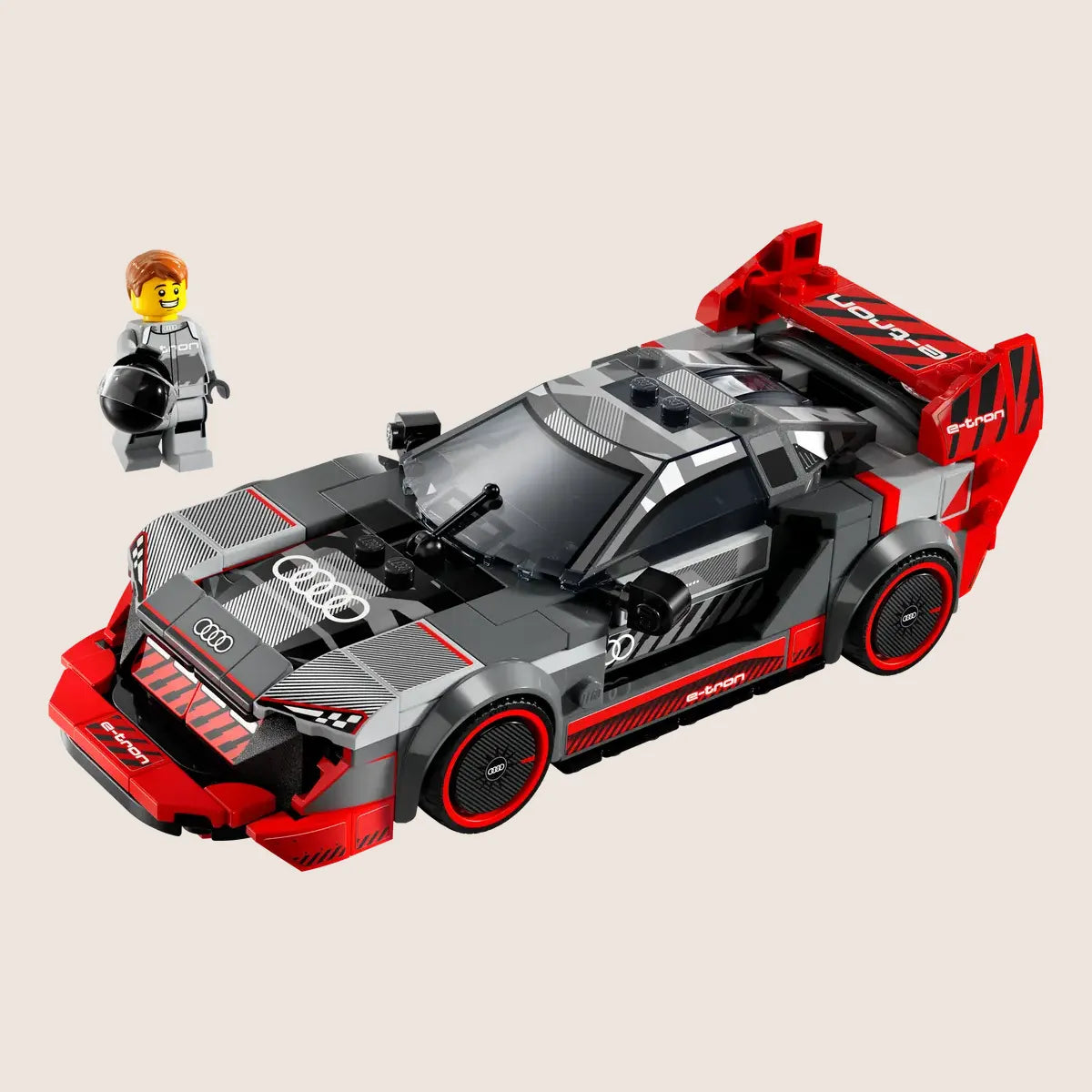 LEGO Speed Champions Audi S1 e-tron quattro Race Car 76921 - Detailed 1:~~ scale model of the Audi S1 e-tron quattro as a Speed Champions set. Includes large rear wing, diffuser, air intake, removable roof and minifigure with helmet. Designed for assembly and play area for children and adults
