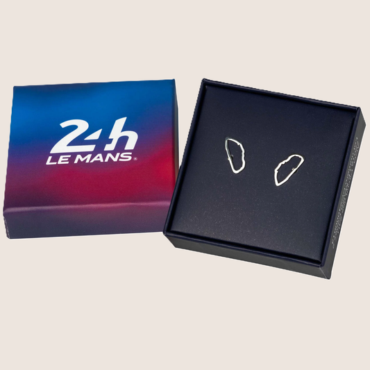 Officially licensed Le Mans Circuit Earrings - stylish and detailed jewelry inspired by the iconic 24H Le Mans race. Perfect for motorsport enthusiasts and car fans.
