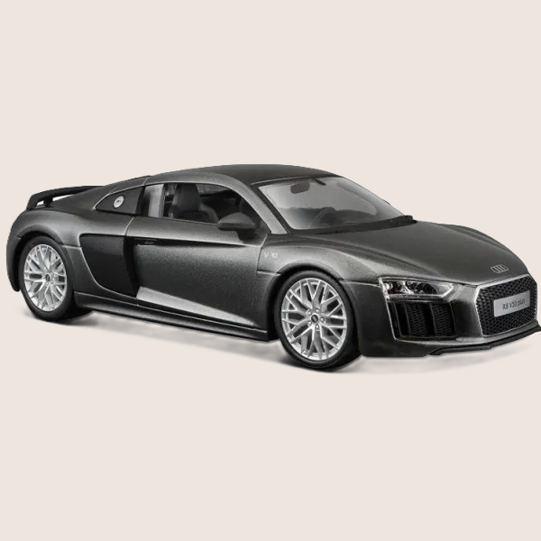 Maisto Audi R8 V10 Plus 1:24 car model in gray with detailed design and authentic supercar style