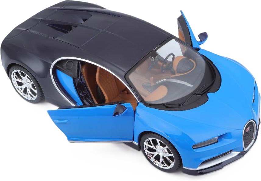 Maisto Bugatti Chiron 1:24 car model in blue with detailed design and authentic supercar style