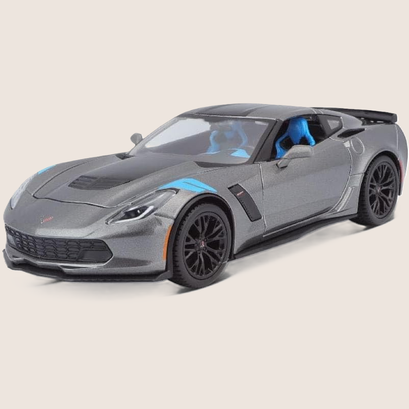 Maisto Chevrolet Corvette Grand Sport 1:24 car model in gray with detailed design and authentic sports car style
