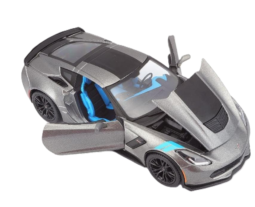 Maisto Chevrolet Corvette Grand Sport 1:24 car model in gray with detailed design and authentic sports car style