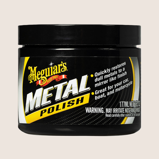 Meguair's metal polish quickly restores dull metals to a mirror-like finish, great for your car, boat, and motorcycle.