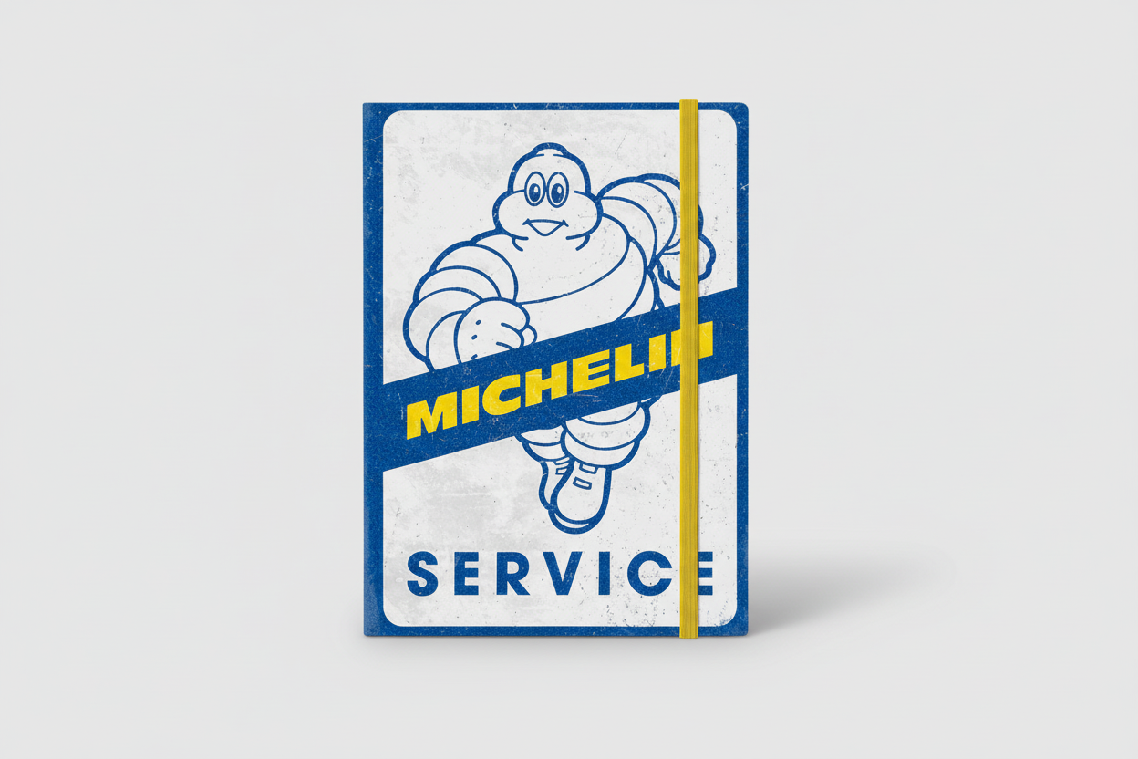 Michelin Service Notebook from Nostalgic Art - retro-inspired notebook with iconic Michelin design on the front, ideal for car enthusiasts. Perfect for notes, sketches or as a gift idea.