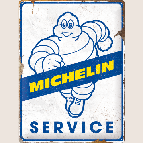 Michelin Service Tin Sign 30x40 cm - Classic metal sign with the iconic Michelin design. Perfect for the garage, workshop or collector's wall.