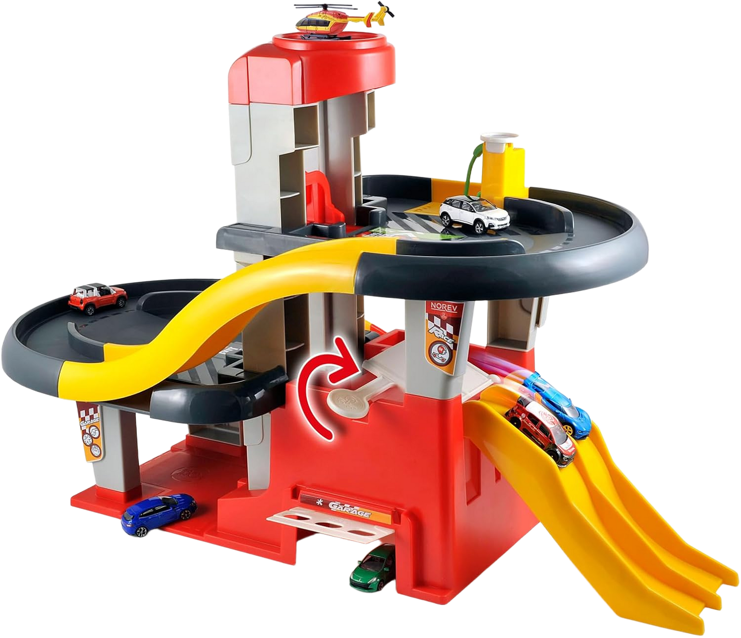 My 3 Level Garage from Norev - Three-level toy garage with ramps, elevator and parking spaces. Perfect for children to play with model cars and create their own car world.