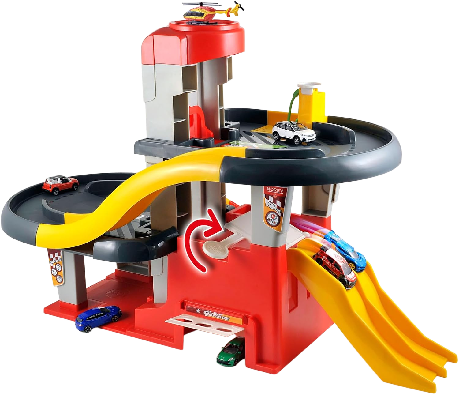 My 3 Level Garage from Norev - Three-level toy garage with ramps, elevator and parking spaces. Perfect for children to play with model cars and create their own car world.
