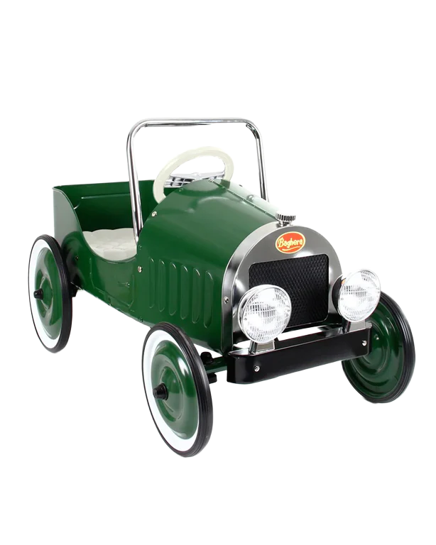 Baghera Classic Pedalcar - timeless pedal car with retro look and robust metal frame, ideal for imaginative play and little racers.