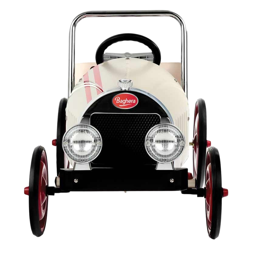 Baghera Classic Pedalcar - timeless pedal car with retro look and robust metal frame, ideal for imaginative play and little racers.