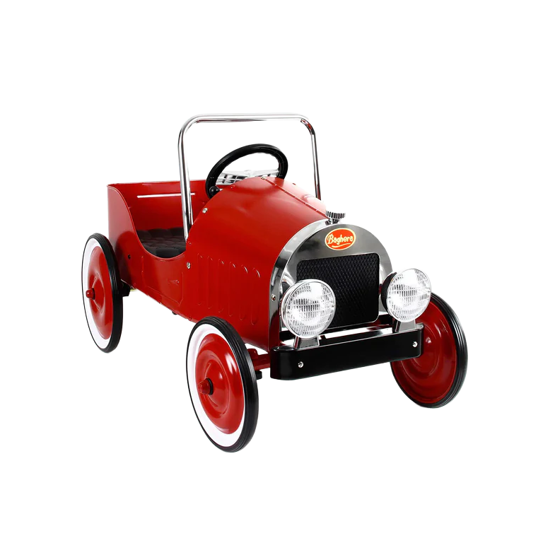Baghera Classic Pedalcar - timeless pedal car with retro look and robust metal frame, ideal for imaginative play and little racers.