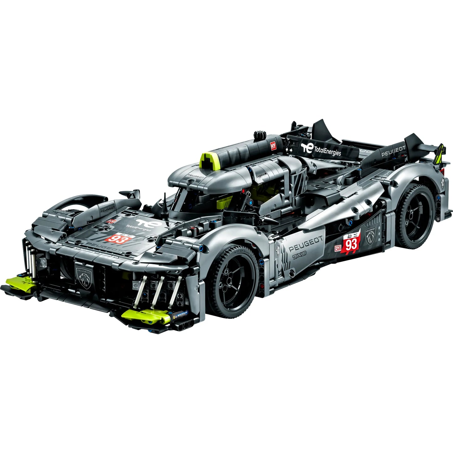 PEUGEOT 9X8 24H Le Mans Hybrid Hypercar - LEGO model of the Peugeot 9X8 hybrid Le Mans race car.