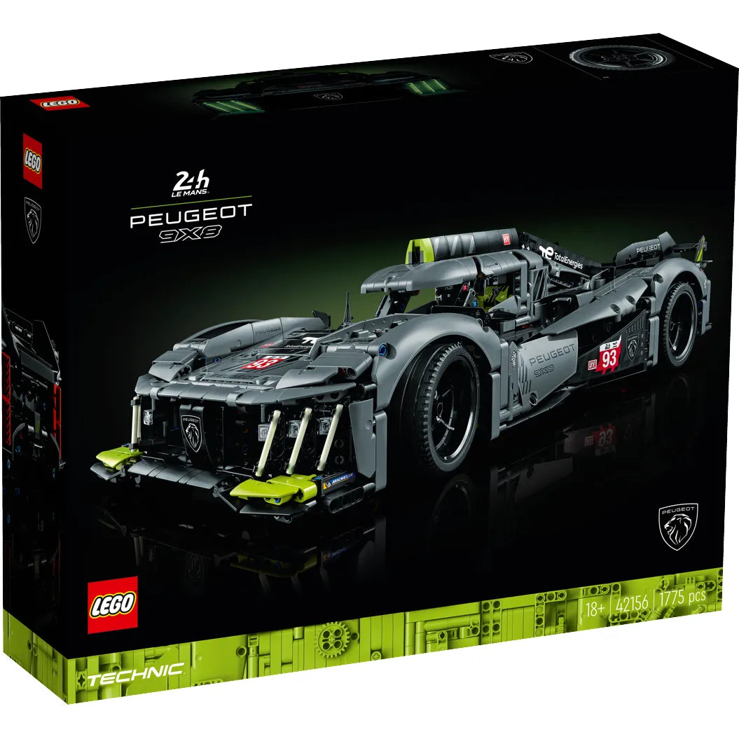 PEUGEOT 9X8 24H Le Mans Hybrid Hypercar - LEGO model of the Peugeot 9X8 hybrid Le Mans race car.