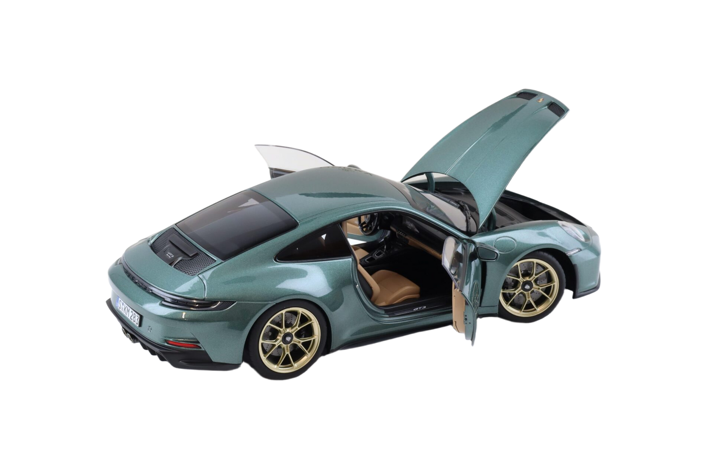 Porsche 911 GT3 Touring 2021 1:18 scale model in Malachite Green from Norev with detailed bodywork and realistic interior