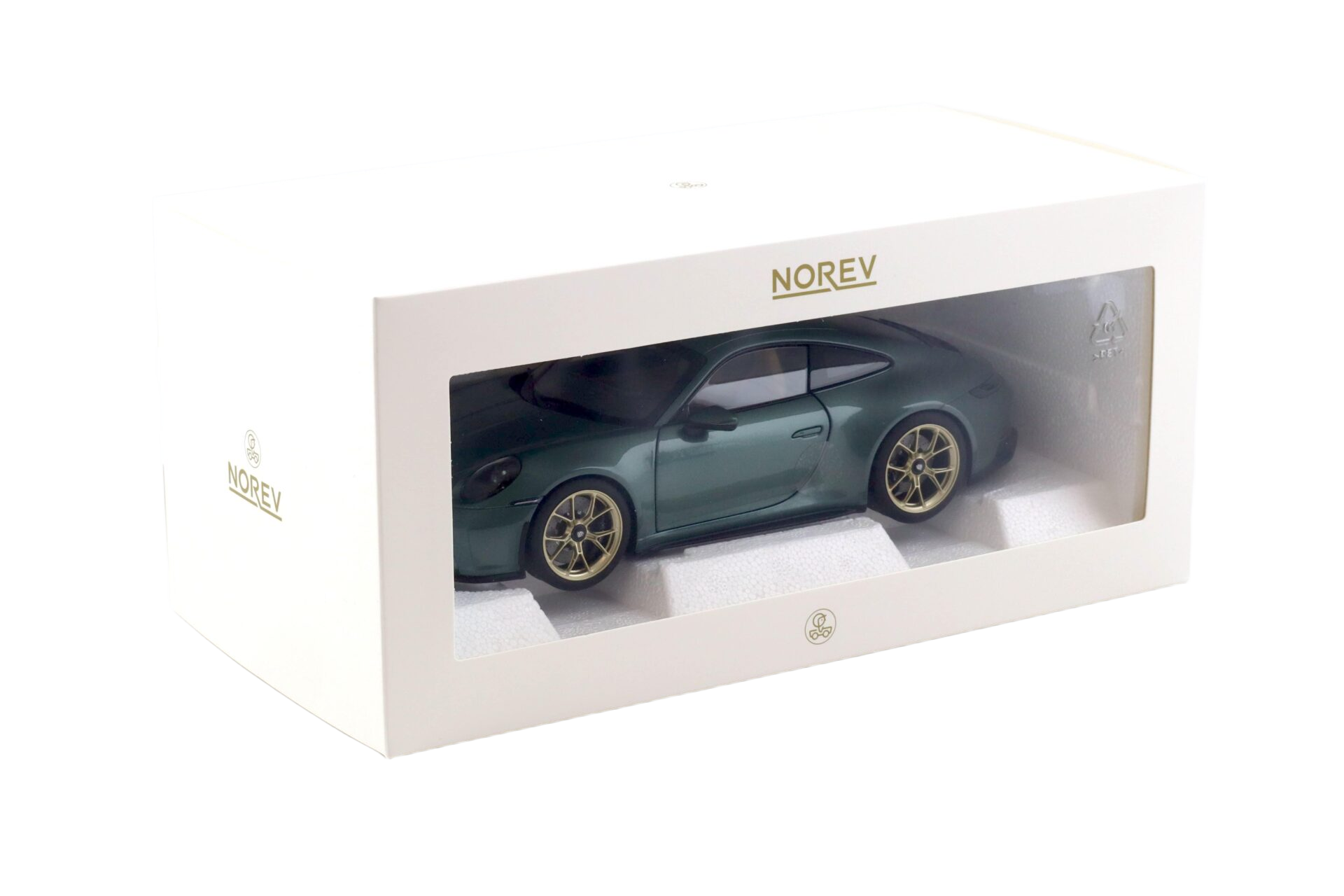 Porsche 911 GT3 Touring 2021 1:18 scale model in Malachite Green from Norev with detailed bodywork and realistic interior