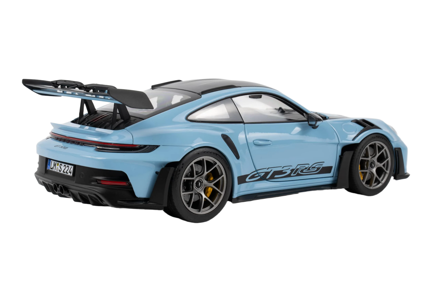 Porsche 911 GT3 RS 2022 1:12 scale model in Weissach Light Blue from Norev with detailed bodywork and realistic interior