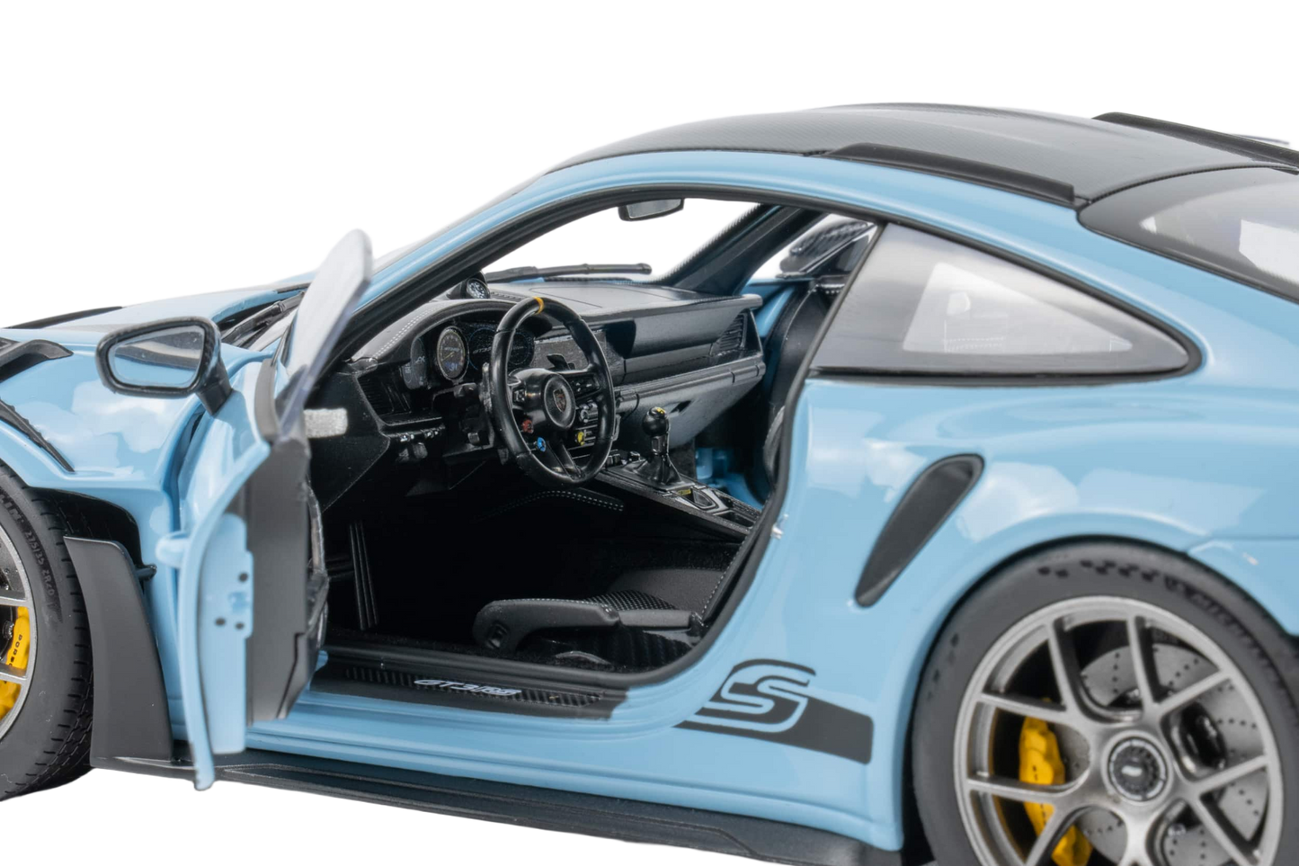 Porsche 911 GT3 RS 2022 1:12 scale model in Weissach Light Blue from Norev with detailed bodywork and realistic interior