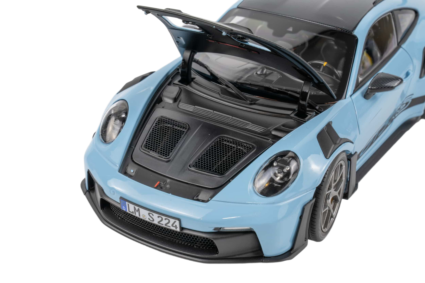 Porsche 911 GT3 RS 2022 1:12 scale model in Weissach Light Blue from Norev with detailed bodywork and realistic interior