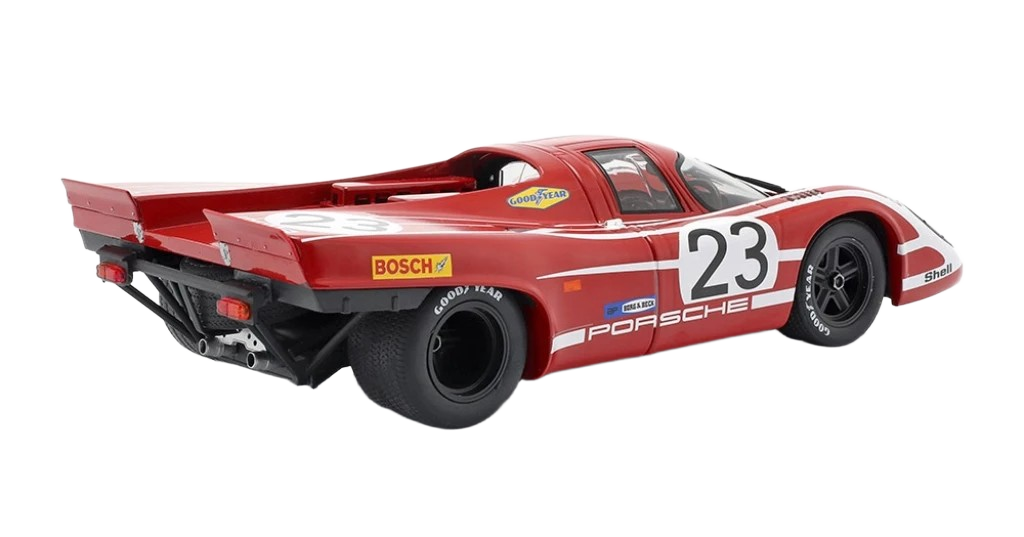 1:18 Scale model of WERK83 Porsche 917K #23, winner of 24h Le Mans 1970 (Attwood/Herrmann) - detailed reproduction with correct Salzburg livery, movable front wheels and authentic racing stickers
