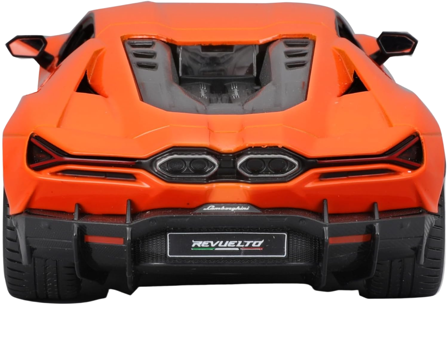 Bburago Lamborghini Revuelto 1:24 - detailed diecast model in orange with open doors and bonnet. Perfect for collectors and motorsport enthusiasts.