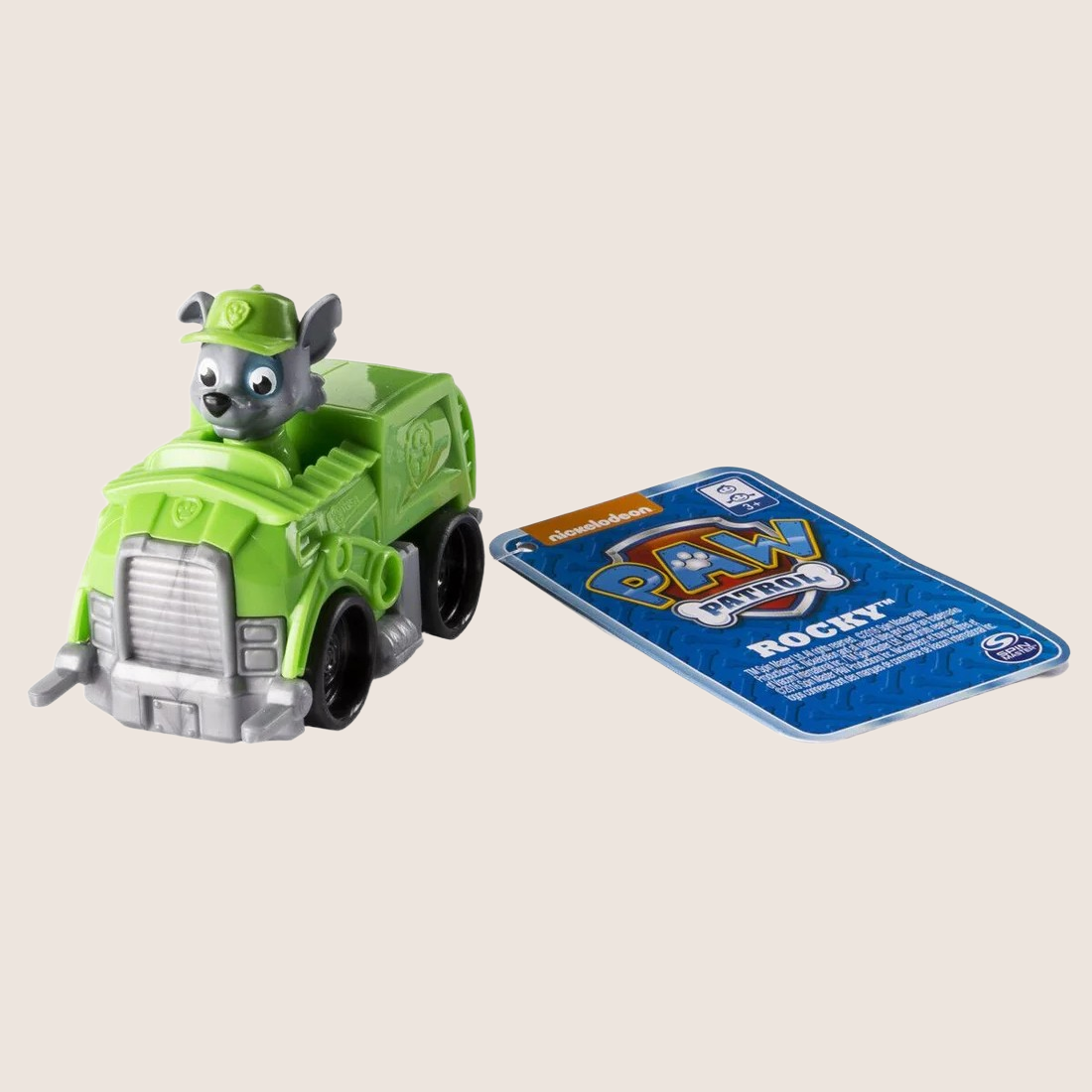 Paw Patrol Basic Rescue Racers Rocky - Paw Patrol rescue vehicle with Rocky, fun toy for kids.