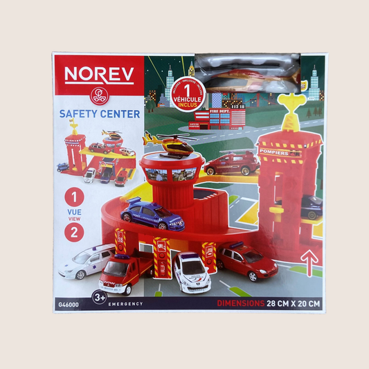 Norev Safety Center - Detailed miniature of a car safety center from Norev. Ideal for collectors and enthusiasts who appreciate authentic model landscapes and classic toy design.
