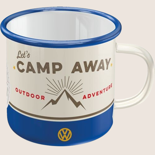 Volkswagen Let's Camp Away tin - Retro Volkswagen camping themed storage tin, perfect for VW lovers.